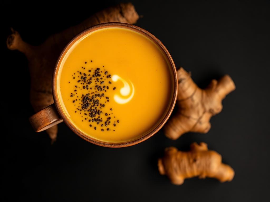 Leche dorada de cúrcuma, kéfir y pimienta negra