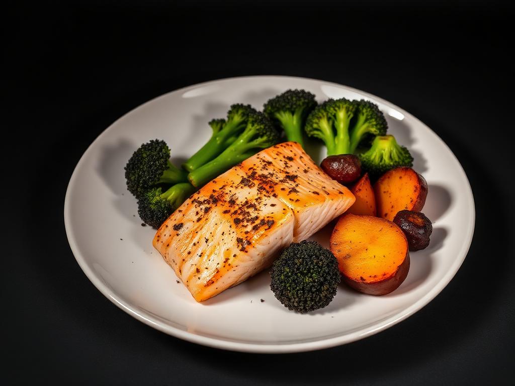 Salmón, boniato y brócoli